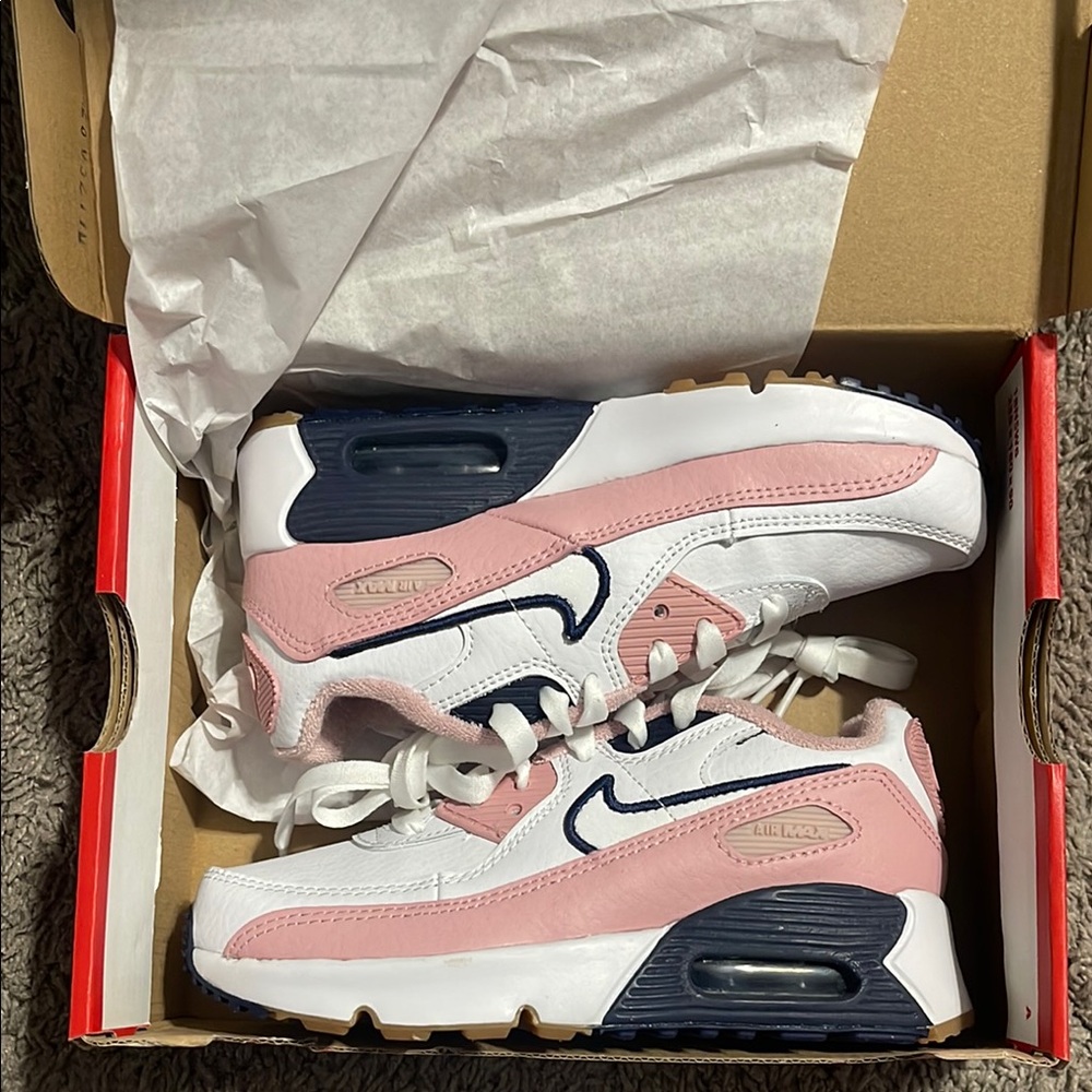 Nike Kids' Air Max 90 Pink and White Sneakers